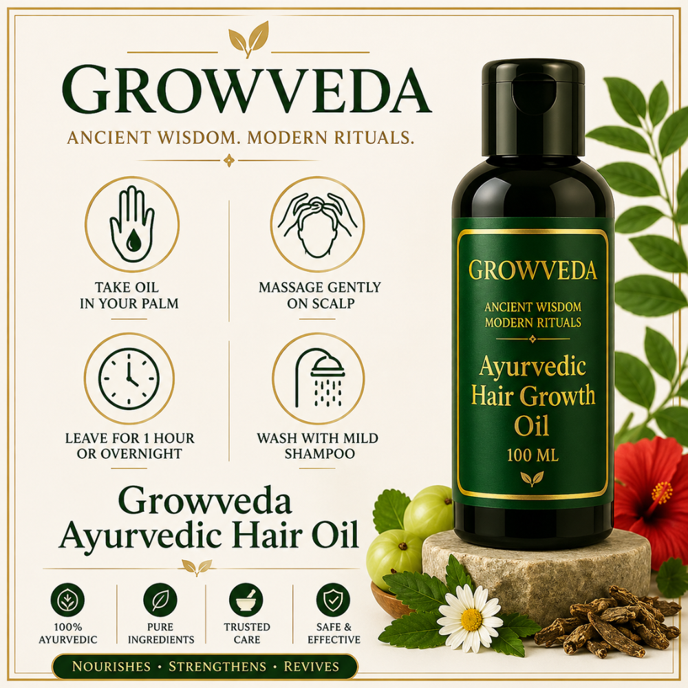 ZivaVeda Herbal Hair Oil with Amla, Brahmi, Bhringraj & Rosemary